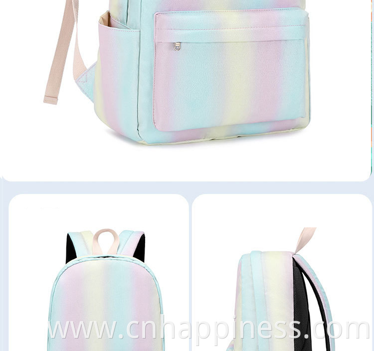 Wholesale Travel Fashion Funny Schoolbags Set With Laptop Backpacks Insulated Picnic Bag Pencil Case Rainbow Backpack For Girls